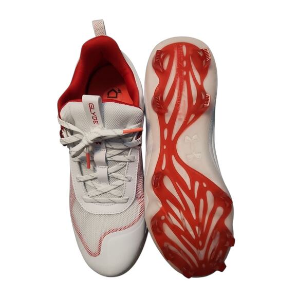 Under Armour Glyde TPU Low Baseball Cleats White Red Men’s Size 10 New - Picture 2 of 5